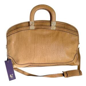 VC Signature Anna Satchel Handbag Mica Camel Embossed Leather Top Handle NEW